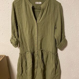 Carve Designs Olive Green Button-Up Dress